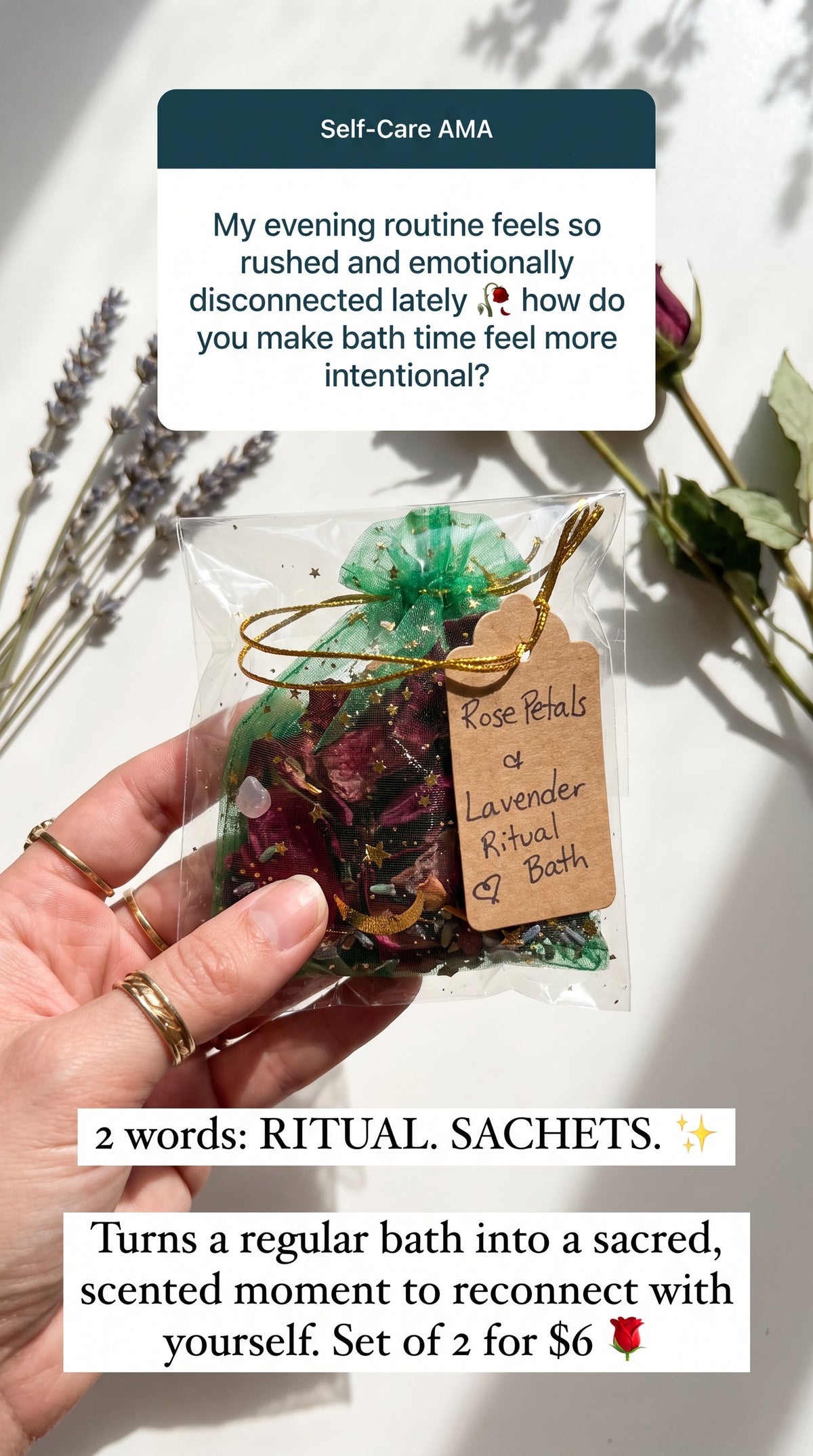 🌹 Wild Woman Rose & Lavender Ritual Bath Sachets- set of 2